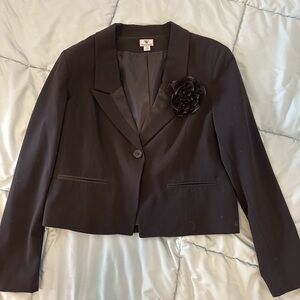 Worthington Black Blazer with Floral Accent